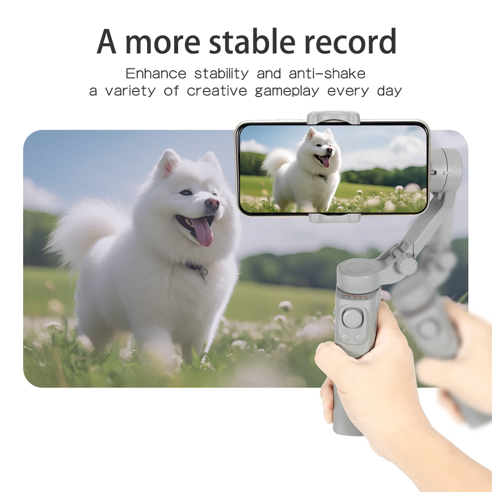 Foldable Wireless 3-Axis Smartphone Stabilizer, Face/Object Tracking, Rechargeable Battery, USB Charging, for Live Streaming etc