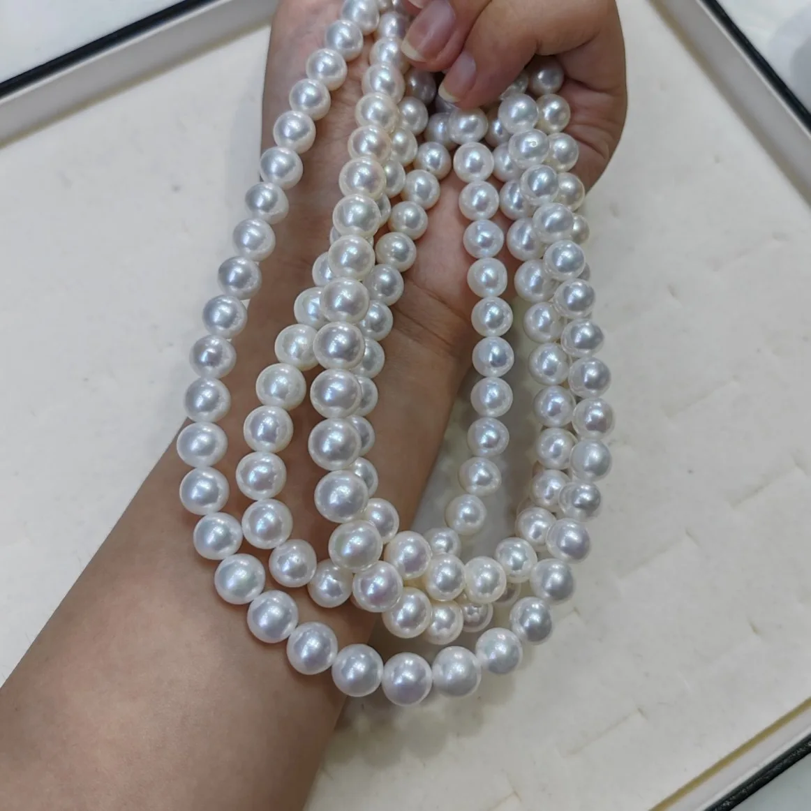 MADALENA SARARA Wholesale 7mm-8mm Natural White Freshwater Pearl Strand Women Necklace Making