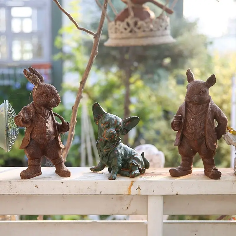 Vintage Cast Iron Dog Statue Collection, Schnauzer, Terrier & Chihuahua Garden Sculptures, Farmhouse Outdoor Animal Decor