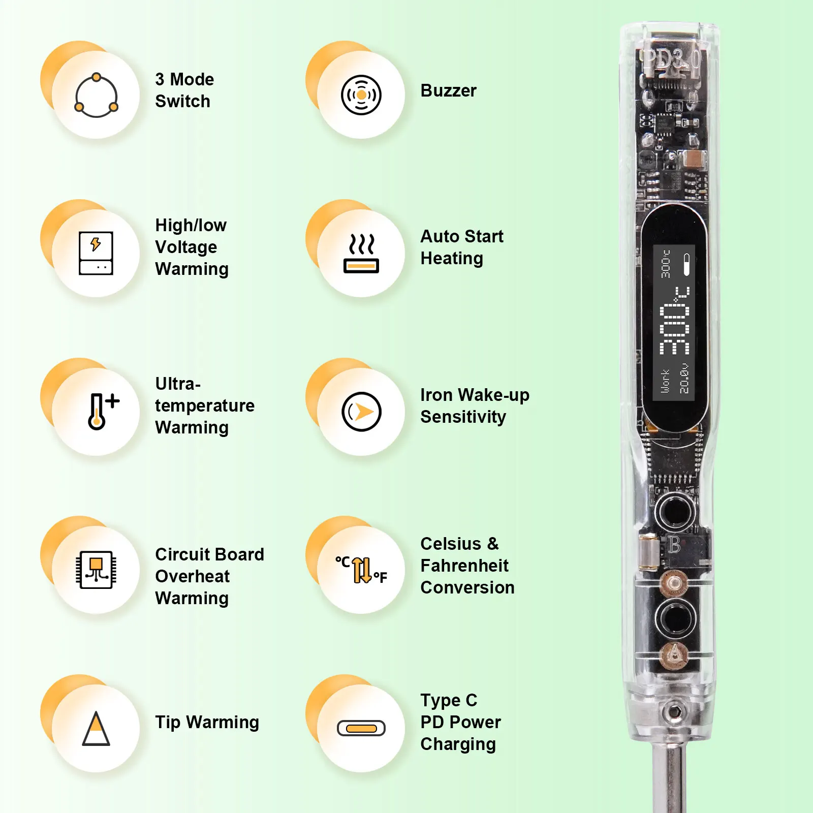 Sequre Si012 Bga Smd Led Soldeerbout Verstelbare Temp Voor T12/Ts Tips Ondersteunt Pd3.0/Qc2.0/Dc5525