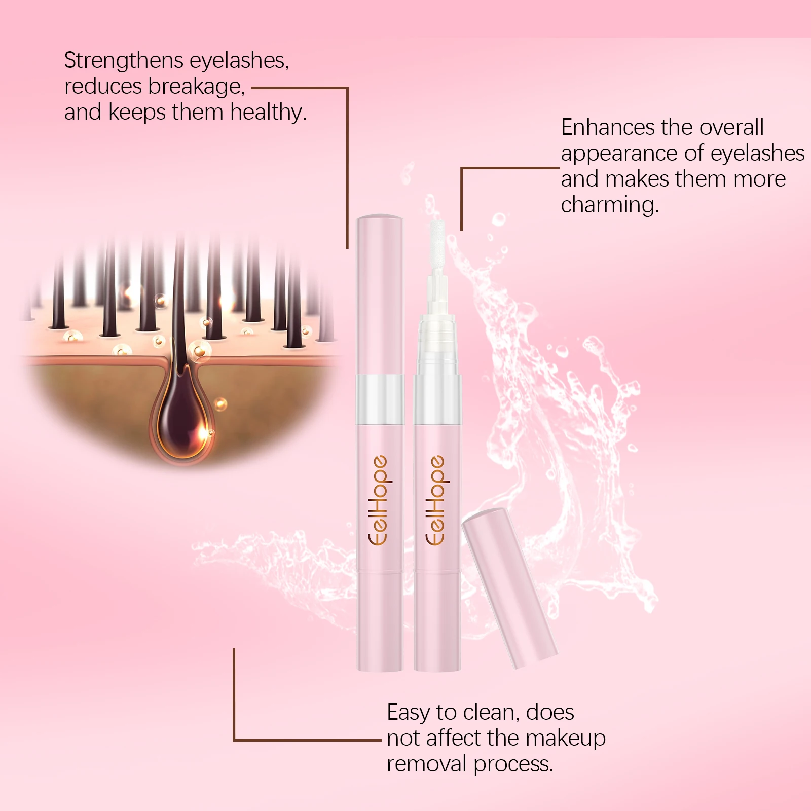 Eelhope 3ml Serum Przyspieszające Wzrost Rzęs Szybki Makijaż Przedłużanie Naturalne Rzęsy Brwi Wydłużanie Zagęszczanie Serum do Rzęs