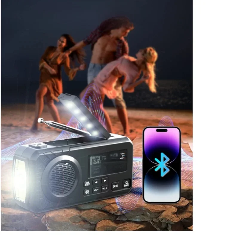 Dab + Draagbare Hand Crank Radio Noodradio Zonne-Energie Noodradio Met Bt Fm Sos Alarm 5000 Mah Power Bank En Leeslamp - afbeelding 2