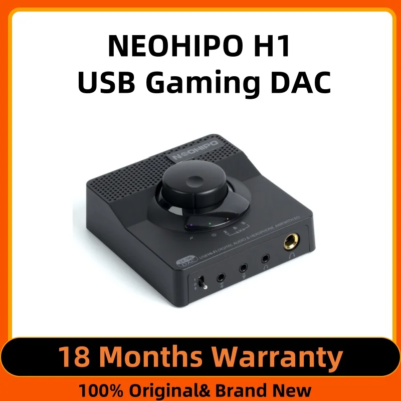 NEOHIPO H1 USB Gaming DAC Headphone Amplifier, 3.5MM/6.35MM/Mic/EQ Opt/Coa/RCA Outputs with Treble & Bass Switch for PS5/PC/MAC