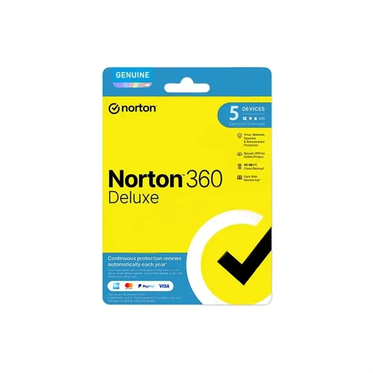 Norton 360 Deluxe 5 Dispositivos 1 Ano Painel Conta + Senha + Chave