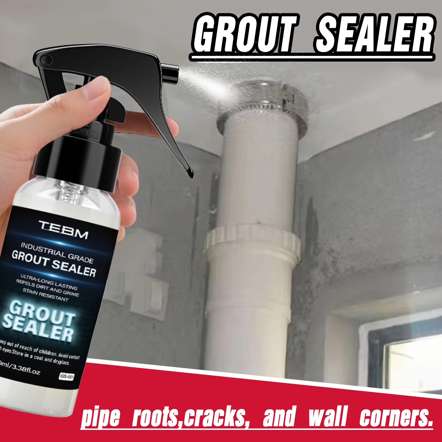 Grout Sealer Spray 100ml Clear Waterproof Tile Grout Protector for Shower Kitchen Bathroom Floor Marble Natural Stone Anti-Stain
