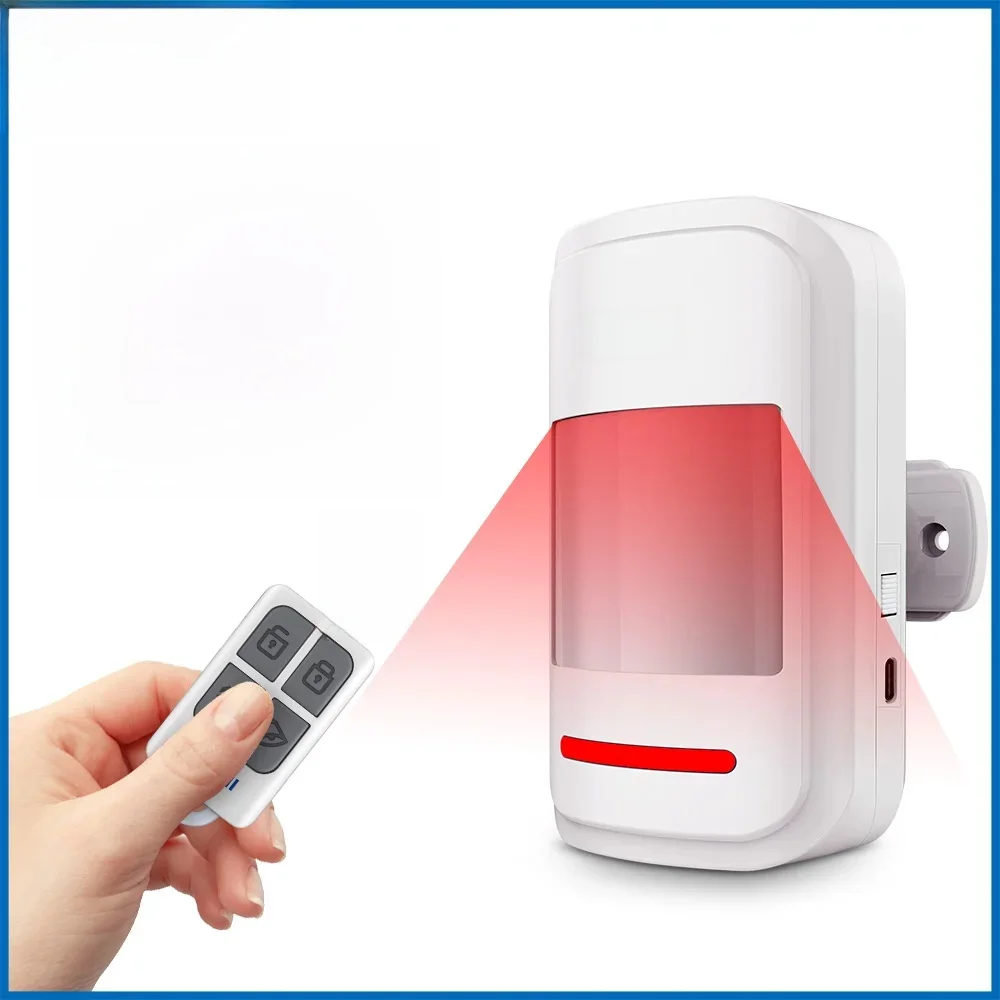 KERUI PIR-Alarme de mouvement avec télécommande sans fil, 433MHz, capteur de mouvement infrarouge, sonnette, deux modes SOS, maison pour personnes âgées