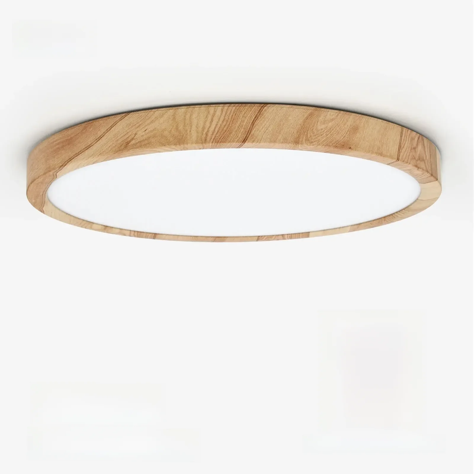 Lampa sufitowa LED LVL, imitacja drewna i biała, 3 kolory światła, oświetlenie domowe, kuchnia, sypialnia, łazienka, okrągła lampa sufitowa typu flush. — 2
