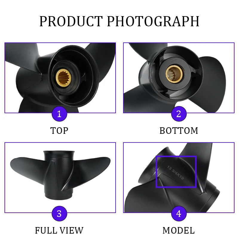 13 3/4x19 For Suzuki Outboard Propeller 60hp 70hp 90hp 100hp 115hp 140hp Boat Engine Aluminum Screw 3 Blade 15 Spline