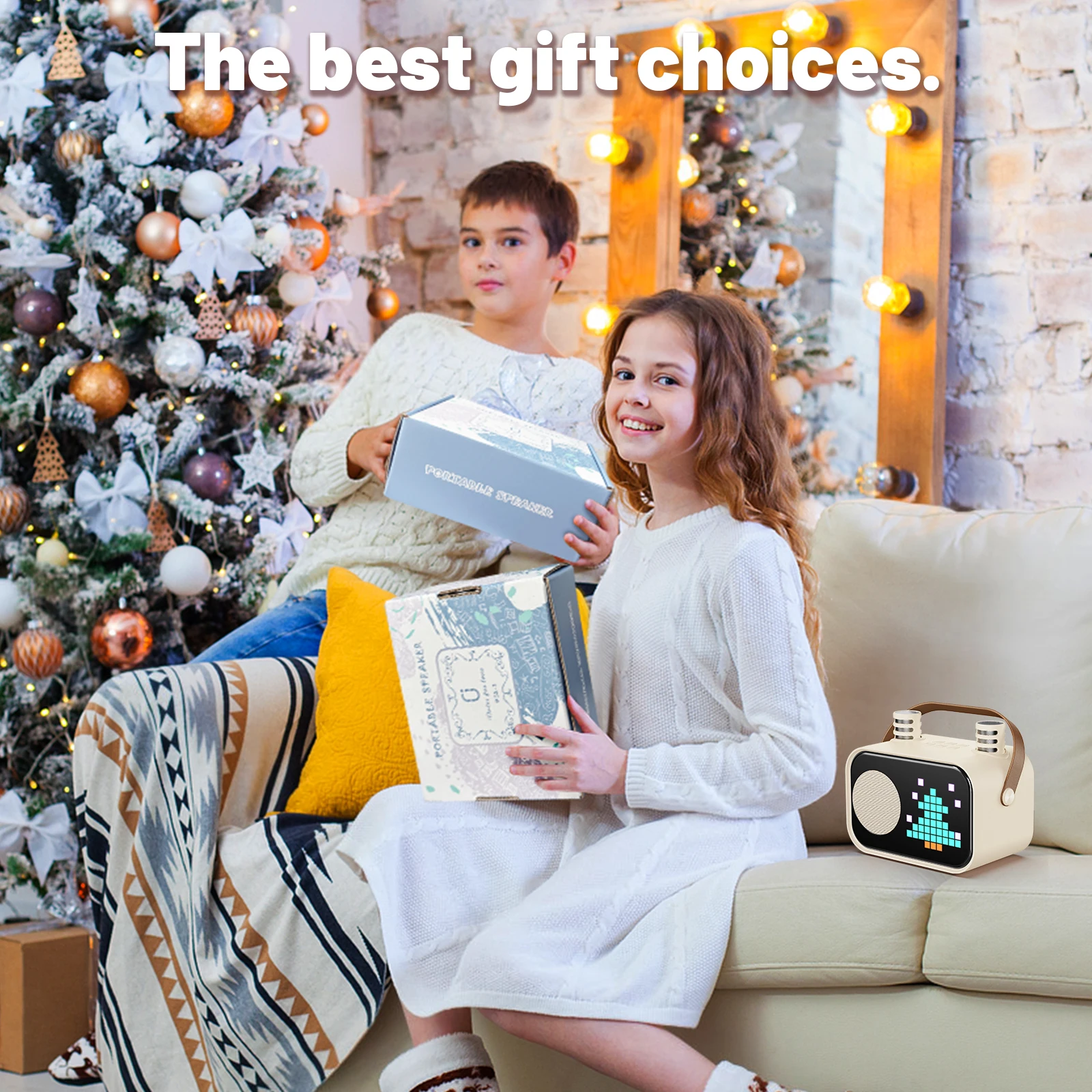 سمّاعات بلوتوث D58 آلة الكاريوكي نظام مكبر صوت محمول مع ميكروفونات لاسلكية المنزل الأسرة الغناء للأطفال