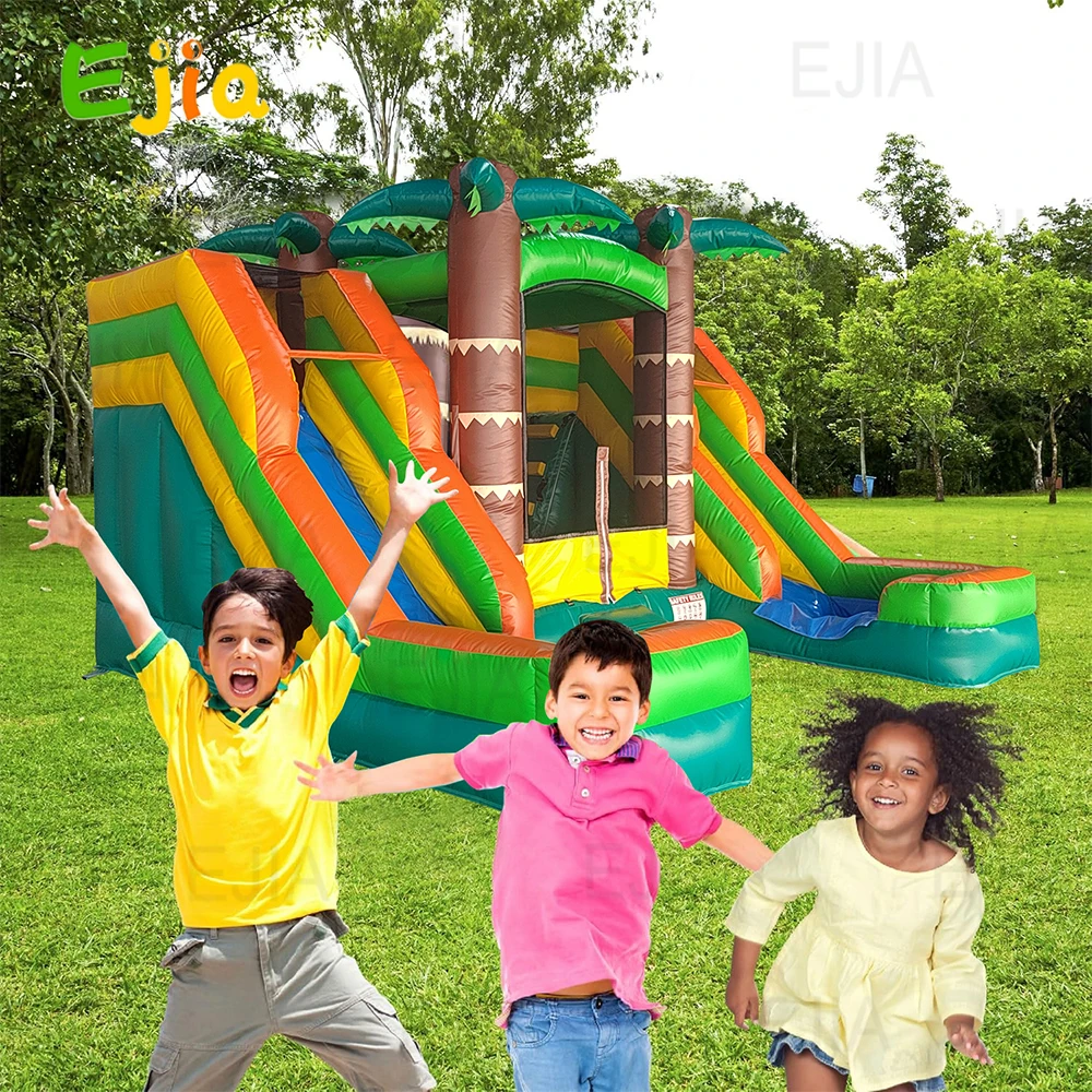 Commerciale Grande 16,5 piedi/5 M Gonfiabile Doppio Scivolo Tropicale Casa di Rimbalzo Combo Casa Rimbalzante Bagnato e Asciutto Per Bambini Festa All'aperto