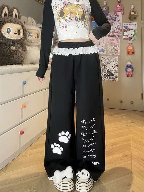 Black Cargo Plaid Pants Women Casual Punk Pants Gothic Pencil Harajuku Cool Trousers Fashion Hip Hop Loose Girl Pants Femme