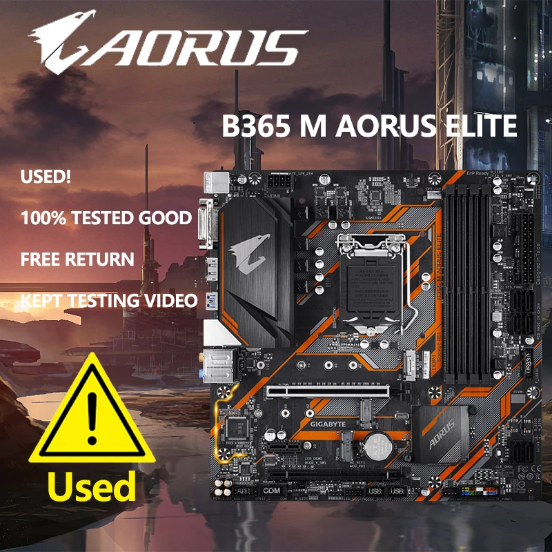 Used Gigabyte B365M AORUS ELITE DDR4 LGA 1151 64GB USB2.0 USB3.1 B365 Desktop Motherboard