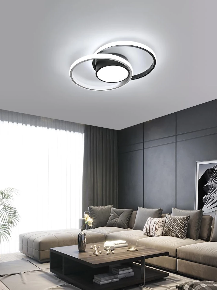 Moderne Chrom-Deckenleuchten LED, doppelte runde LED-Deckenleuchten für Flur, Gang, Eingang, Schlafzimmer, Küche, Wohnzimmer – Detail 4