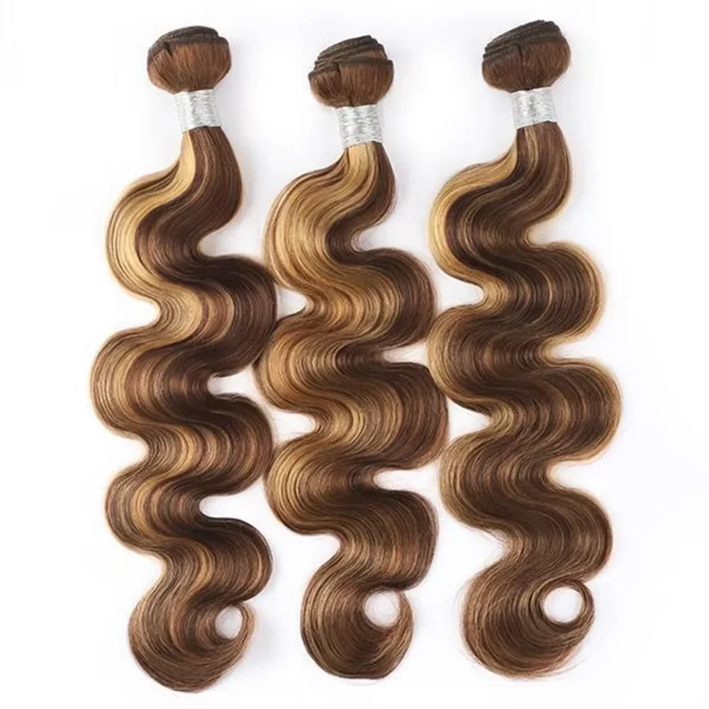 28 30 32 pouces P4/27 Ombre miel blond vague de corps paquets de cheveux humains brésilien non transformés 3 4 paquets de cheveux de trame