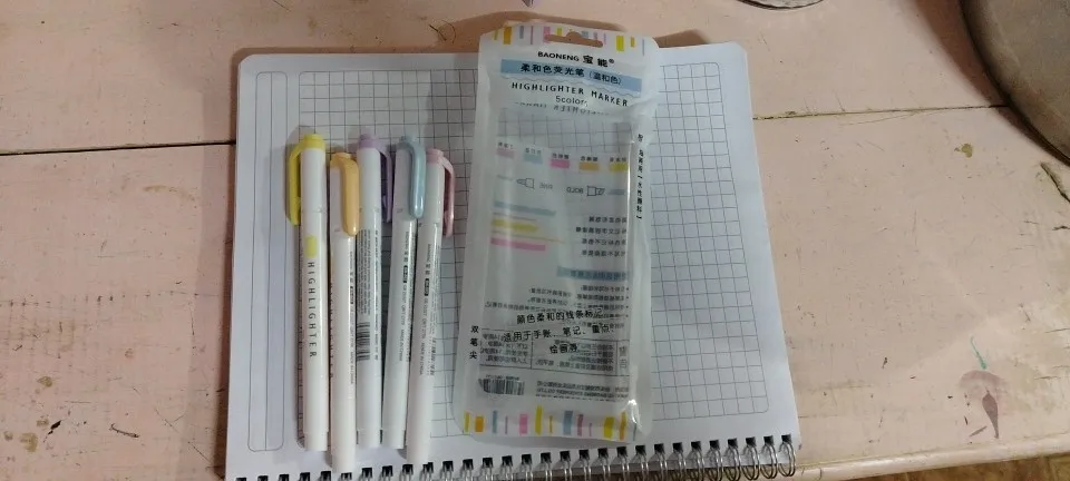 5 Colors Double Headed Highlighter Pen Set Fluorescent Drawing Markers Highlighters Pens Art Japanese Cute Pastel Stationery photo review
