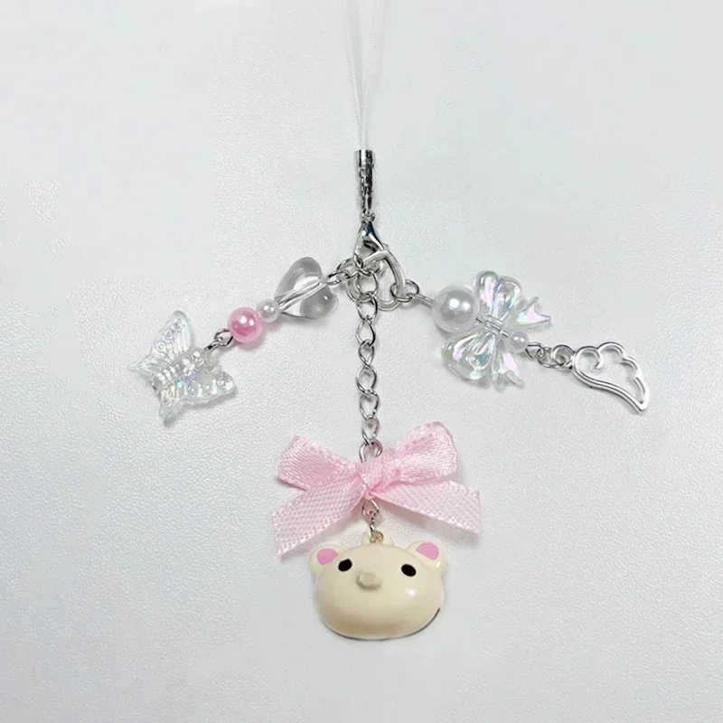 Pendentif ours perlé, breloque de téléphone, porte-clés Y2K, design Original, 1 pièce