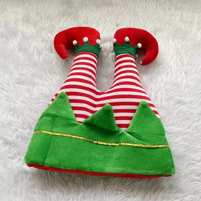 Unisex Funny Couple Women Elf Pants Santa Hat for Christmas Men Crazy Santa Pants Hat