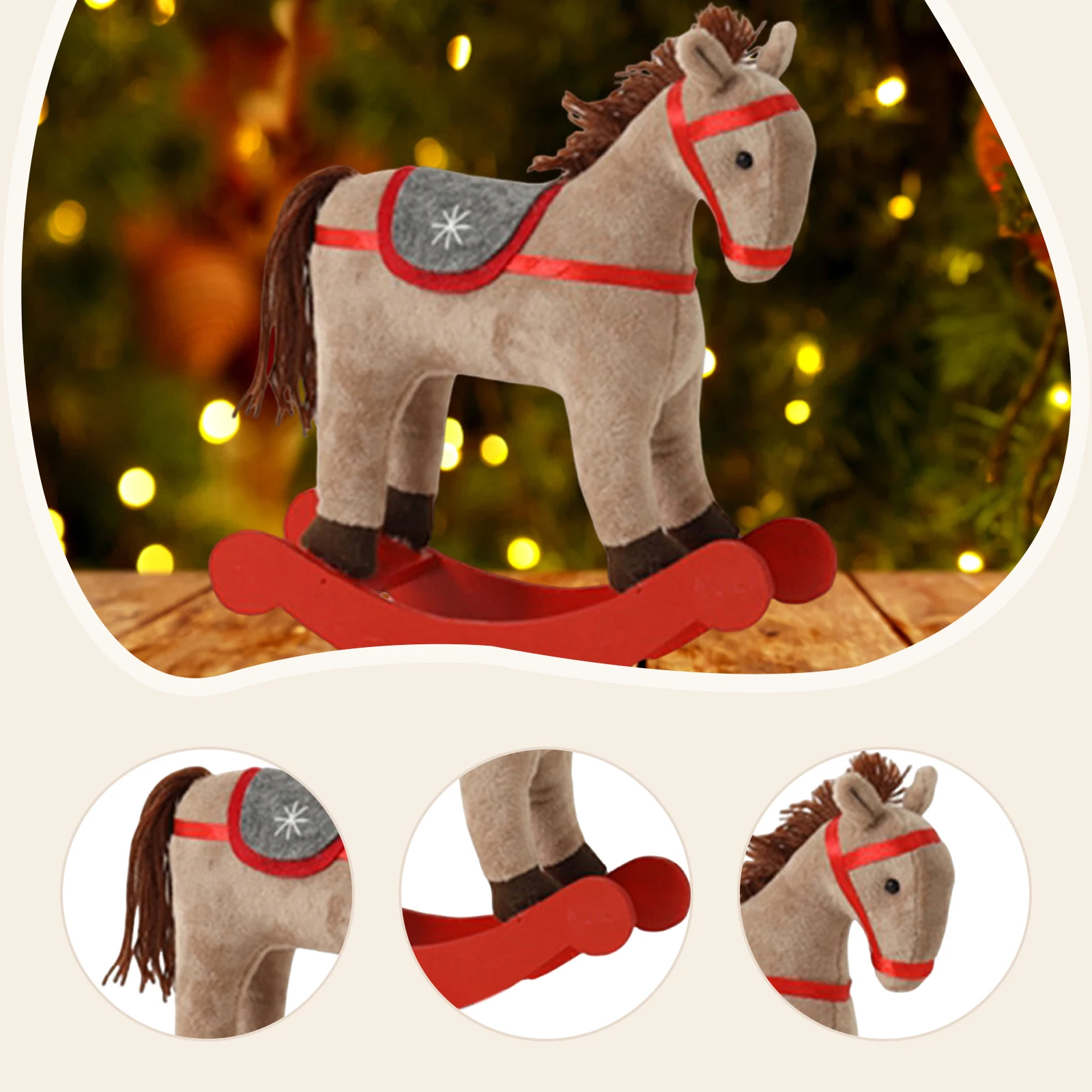 Cavallo a dondolo natalizio Giocattolo per l'educazione precoce dei bambini Cavallo a dondolo in legno Decorazioni festive Regalo per bambini