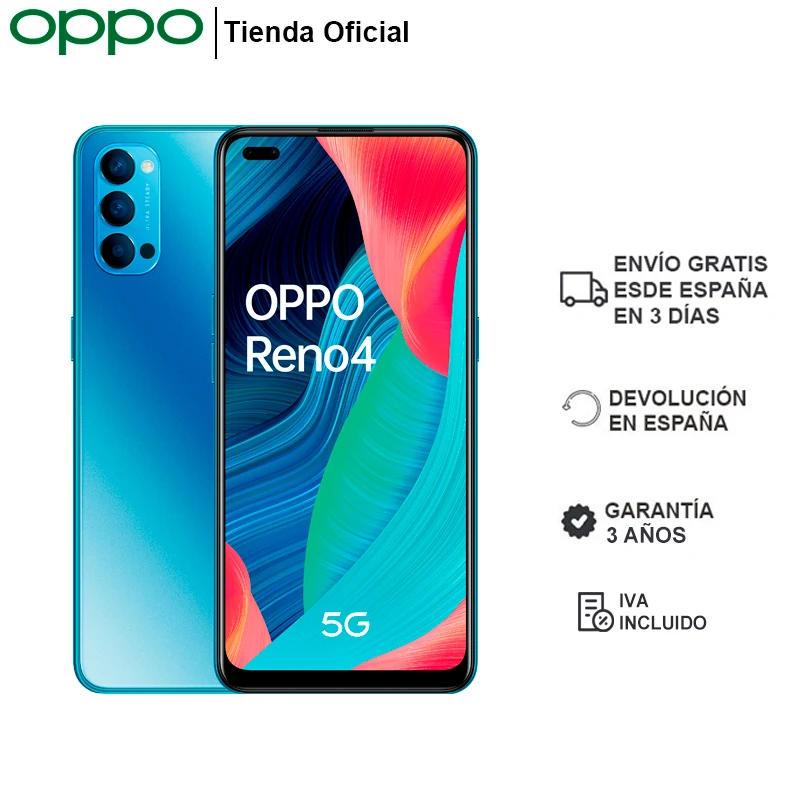 OPPO Reno 4 5G 8GB/128GB Smartphone 6.4 screen unlock screen 3 back cameras 65W SuperVOOC 2.0 7.2 colors