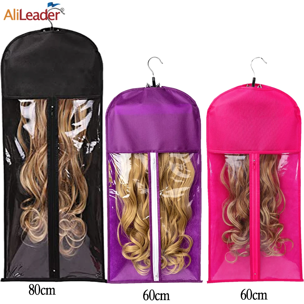 

80CM 60CM Extra Long Wig Storage Bag and Hanger for Wigs Hair Extension Dust-proof Portable Suit Waterproof Storage Carrier Case