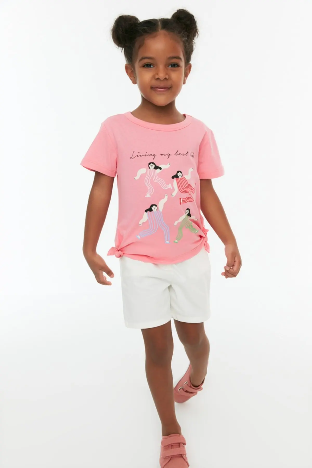 Kaus Rajutan Anak Perempuan Gusset Sisi Merah Muda