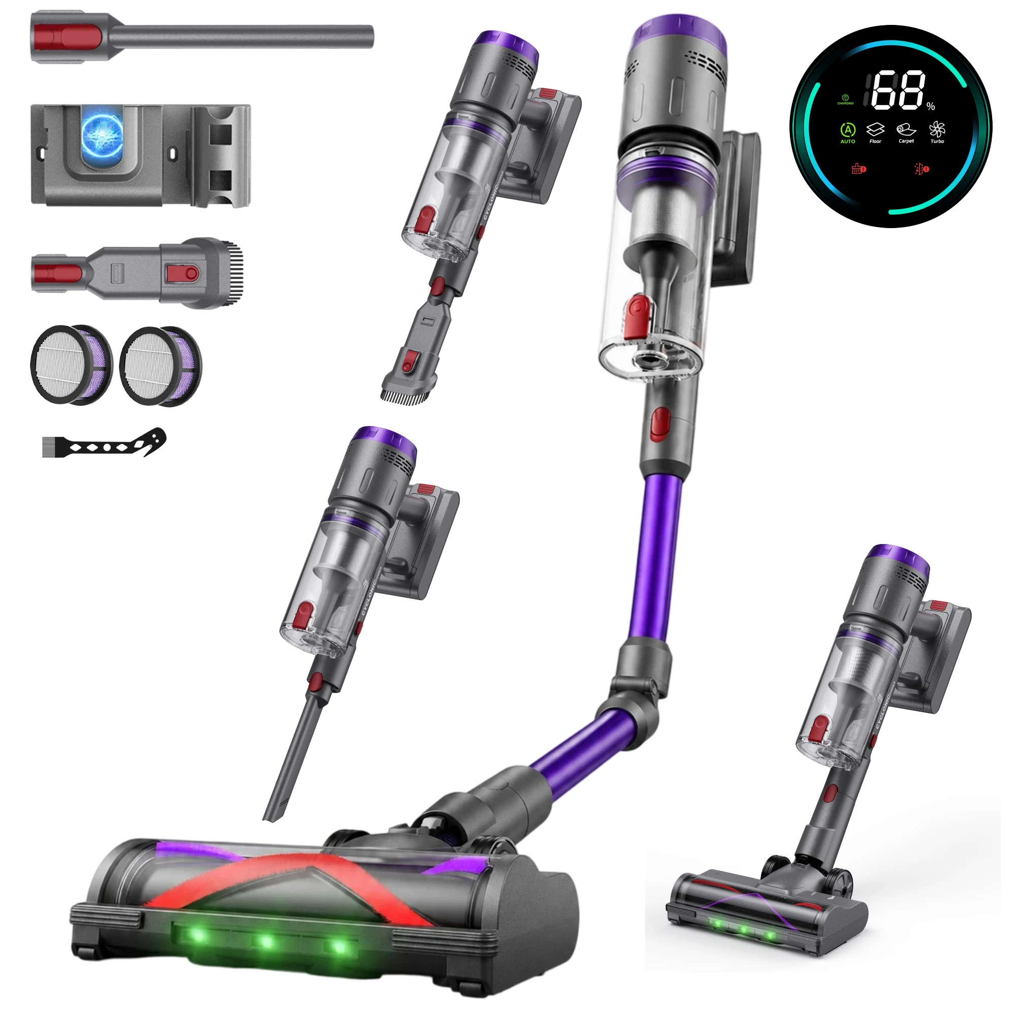 S1 Flex Pro Aspiradora sin cable 58 kPa/600 W, silenciosa ≤62 dB, hasta 75 min, sensor de polvo con succión automática, filtro HEPA de 6