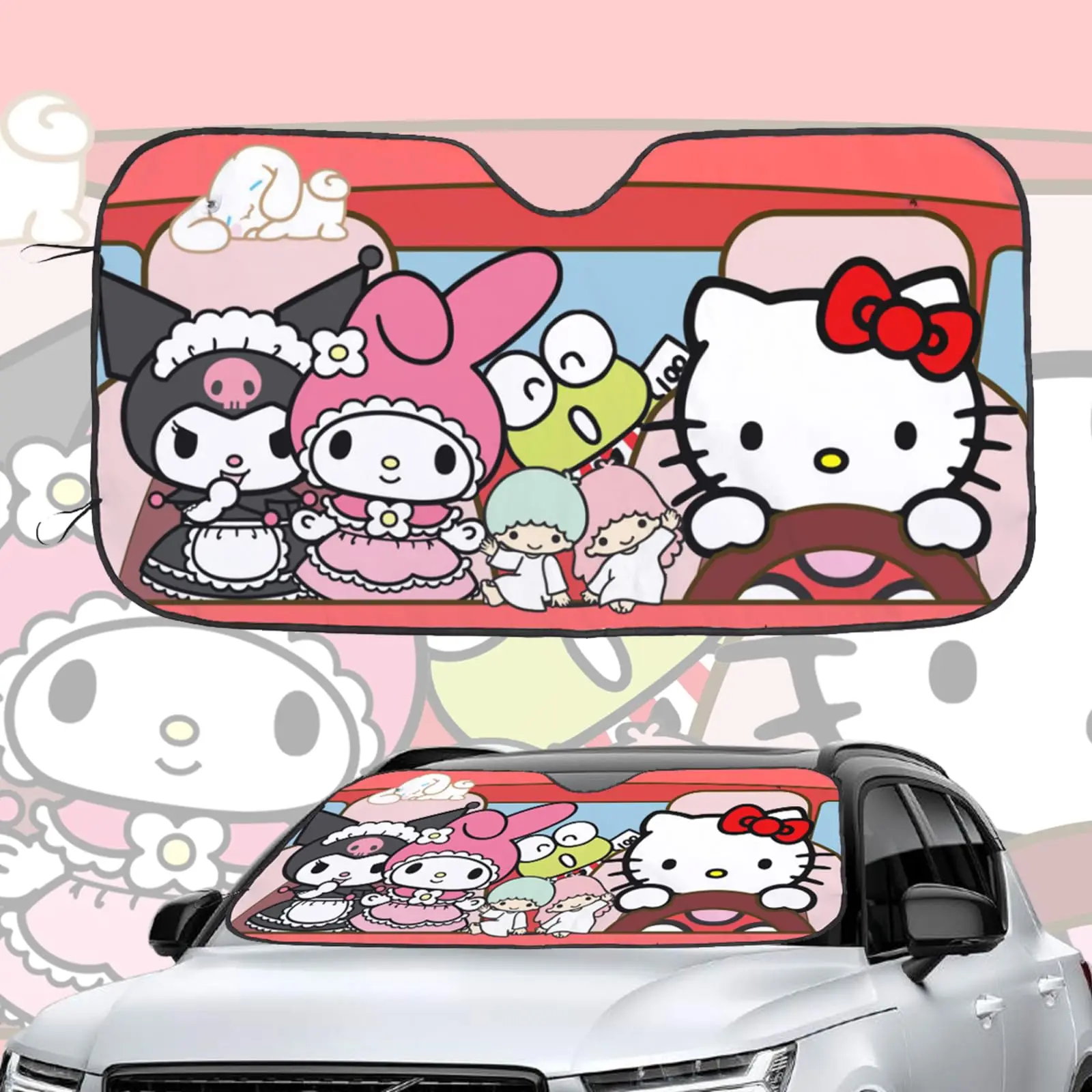 

Cute Cartoon Characters Kawaii Windshield Sun Shade Car Accessories for Most Car Sunshade Keep Your Vehicle Cool 51x27.5 Inch