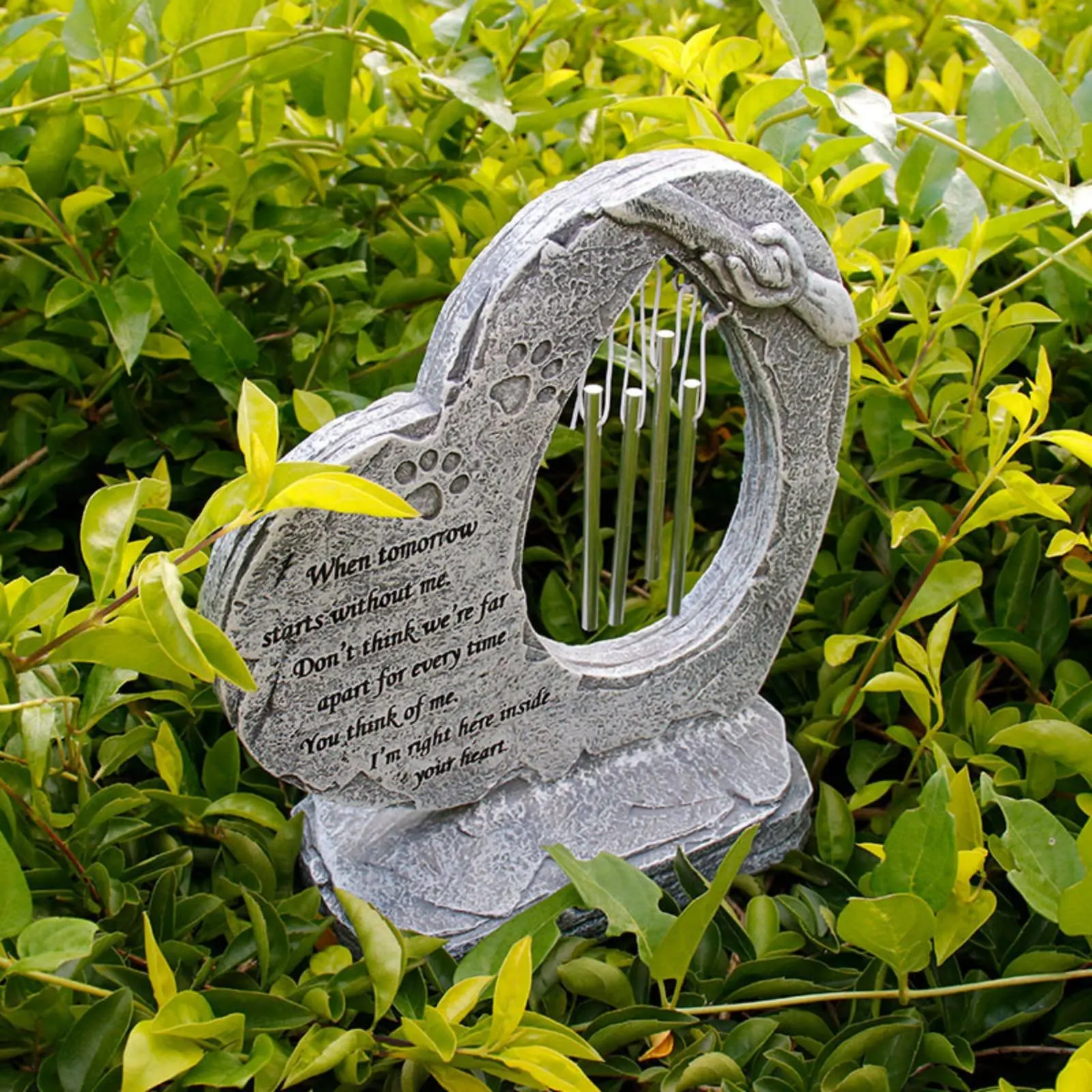 Marqueur funéraire pour animaux de compagnie en résine, résistant aux intempéries, en forme de cœur, avec poème gravé et empreinte de patte, pierre de jardin pour les amoureux des chats