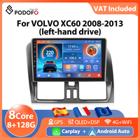 Podofo 9'' 8Core Car Stereo Radio for Volvo Xc60 2008-2013 Multimedia Player Ai Voice Carplay Android Auto 8+128g Wifi 4g Bt Fm