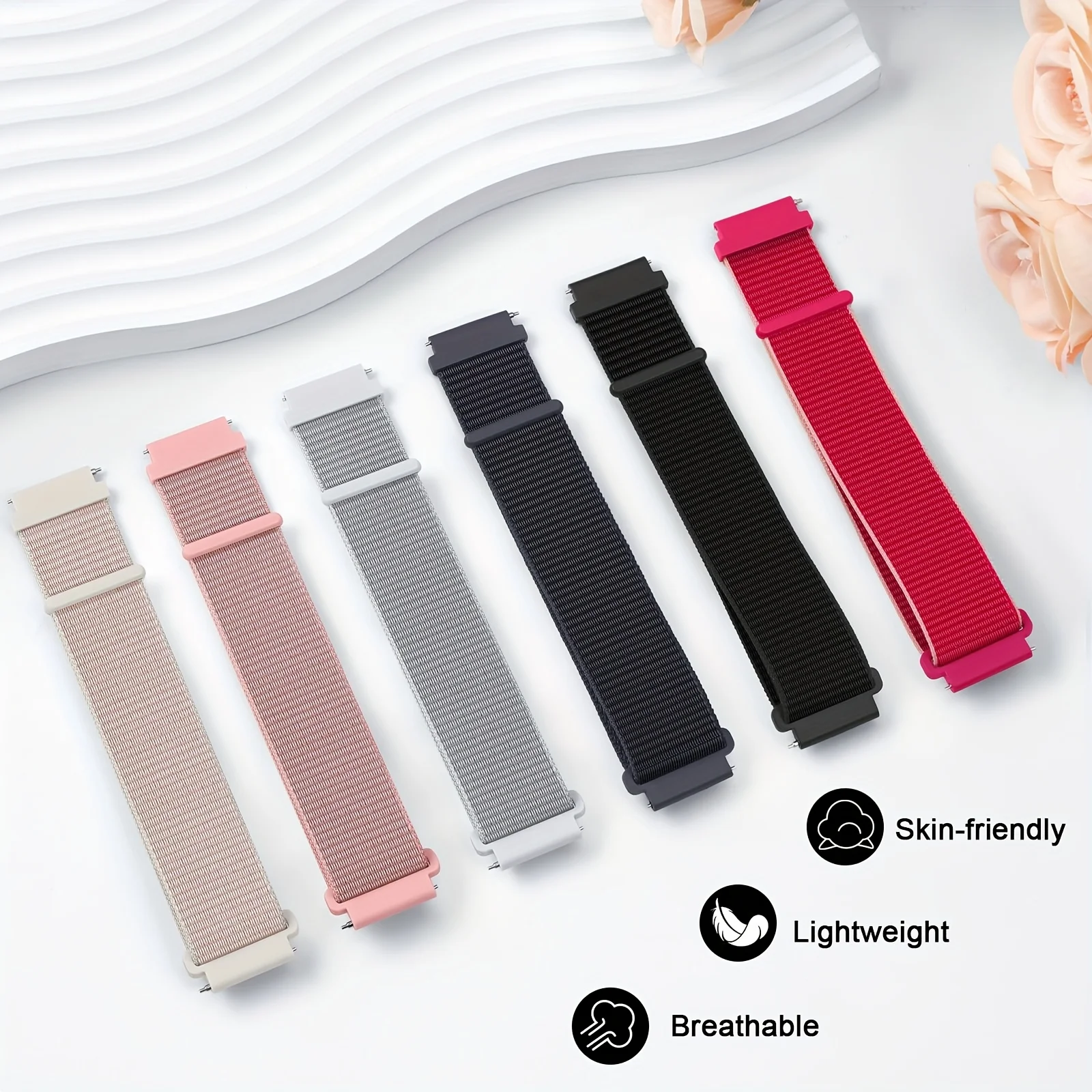 20 mm Nylonarmband, geeignet für Galaxy Watch 7/6/5/4 und Galaxy Watch 5 Pro, mit Sicherheits-Druckknopfverschluss, geeignet für den Sport