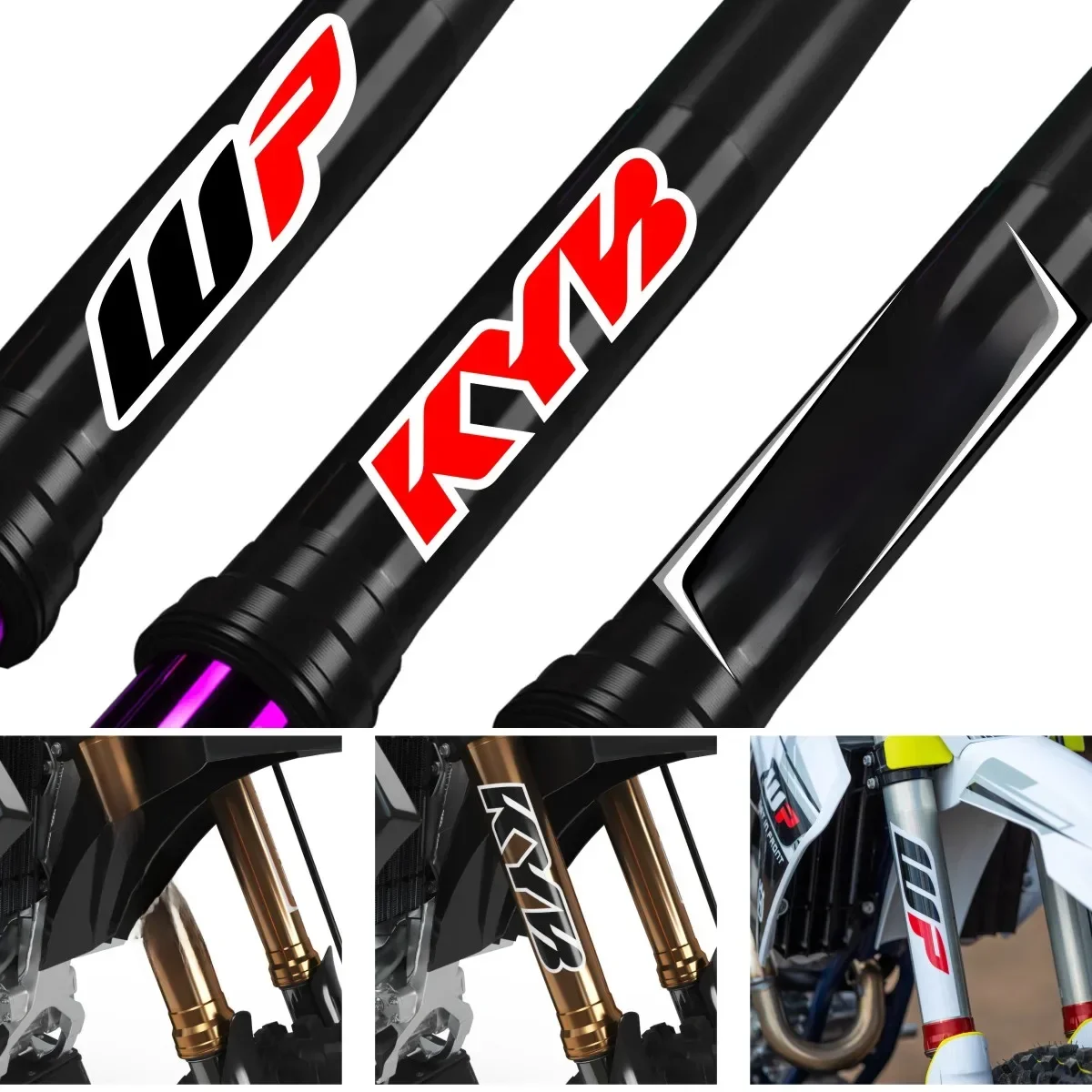 Adesivo refletivo para motocicleta de motocross, garfo kyb wp, suspensão showa, decalques para