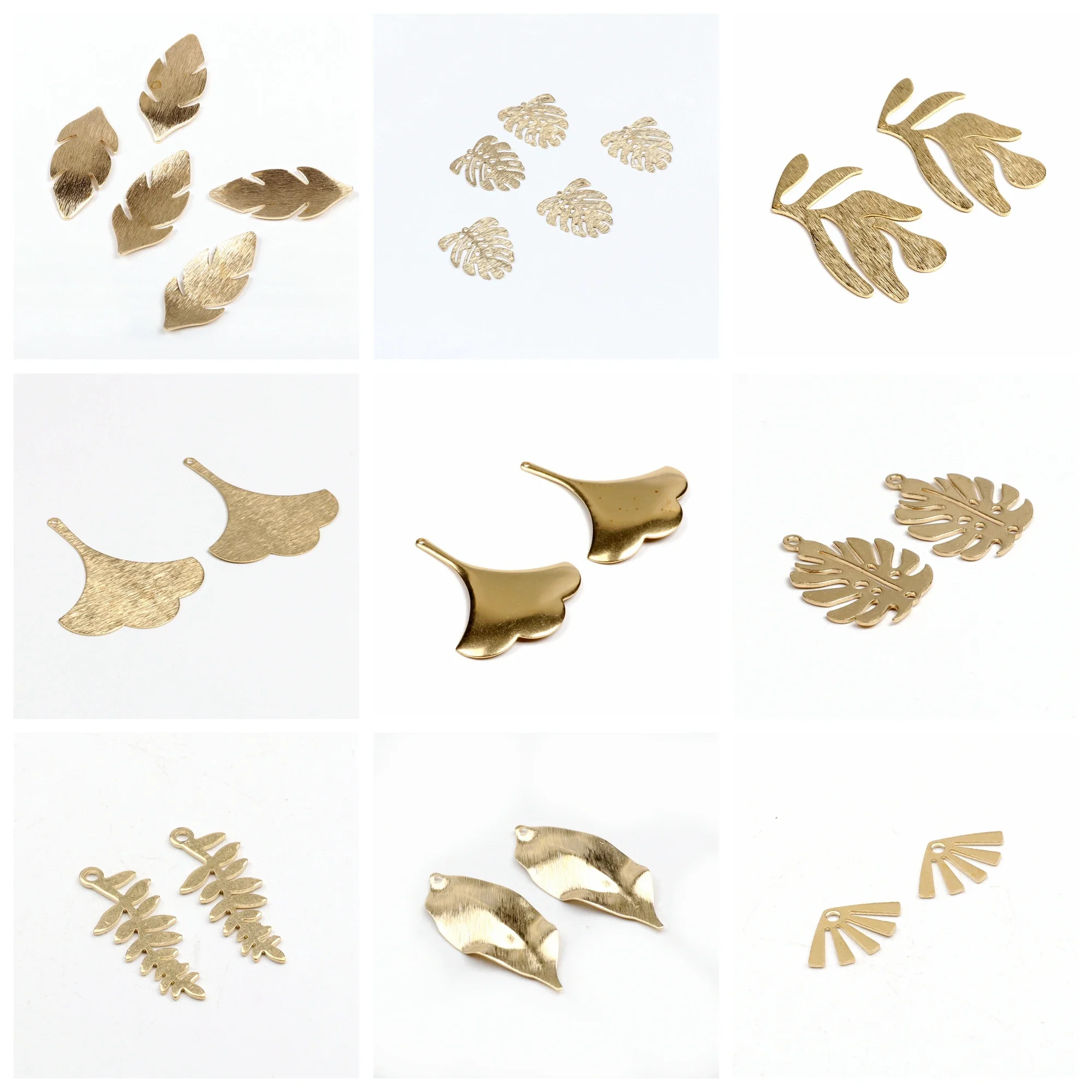 Breloques martelées, pendentif en forme de feuille en laiton, accessoires pour bricolage, boucles d'oreilles, collier, Bracelet, fabrication de bricolage, fournitures de bijoux