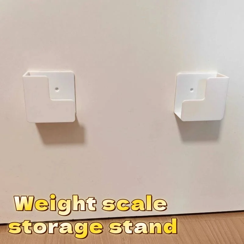 Wall Mounted Scale Storage Bracket No Drill Adhesive Plastic Holder Space Saving Bathroom Organizer for Body Weight Scale