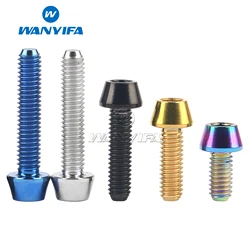 Wanyifa Titanium Bolt M4x8 12 15 20mm Hex Taper Head Ti Screws for Bicycle