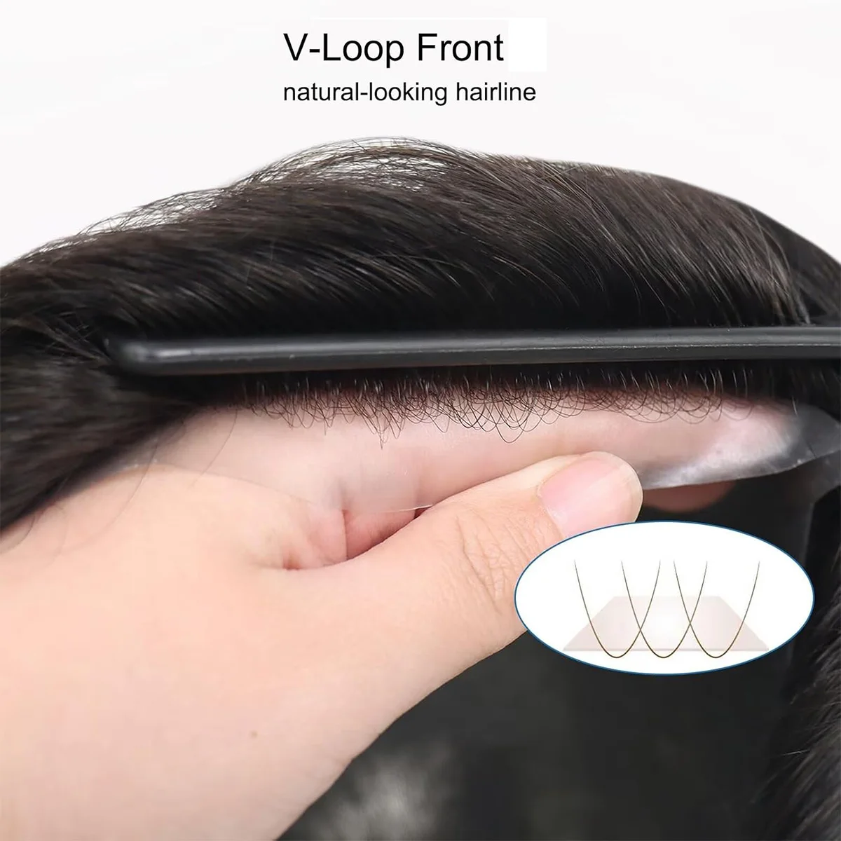 Rambut Manusia Rambut Palsu Kulit Tipis Garis Rambut Alami Prostesis Rambut Pria Prostesis Kapiler Simpul Ganda Sistem Rambut Wig Pria Realistis