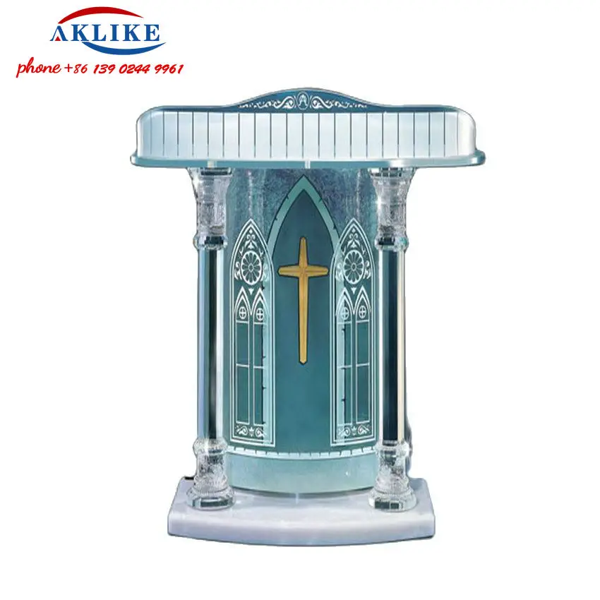 AKLIKE Pulpit Church Podium Hot Sales Acrylic Desk Lectern School Exhibition Platform Clear Crystal Solid Podium Free Shipping