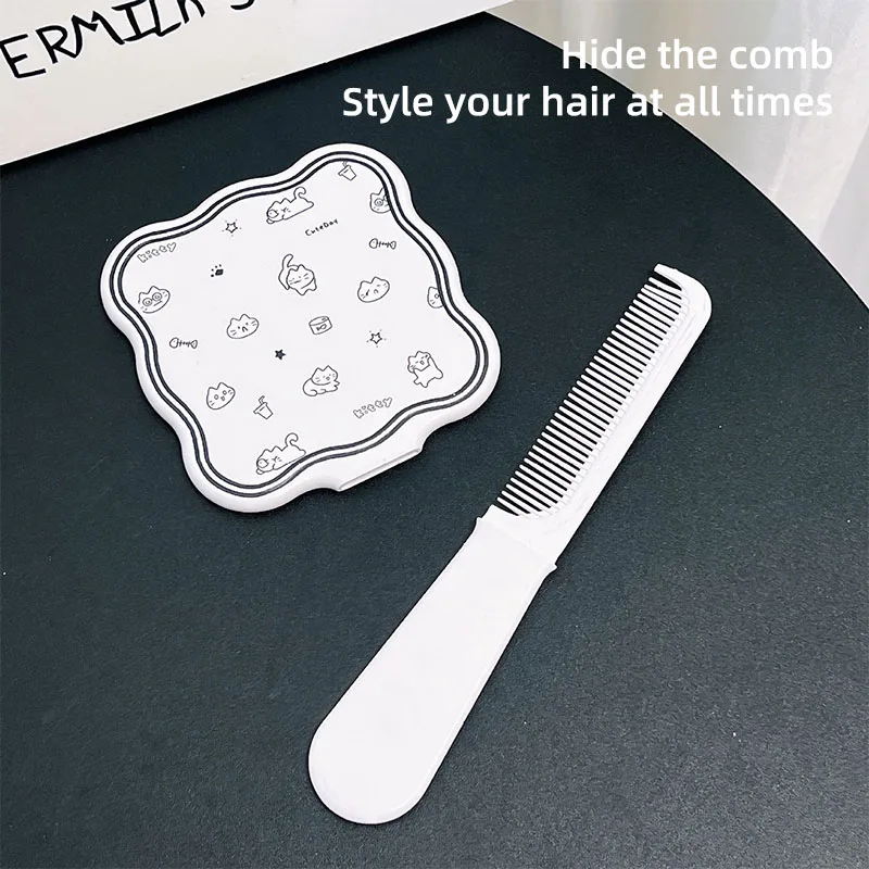 HD-spiegel met kam, handige make-upspiegel, draagbare make-upspiegel, draagbare zakspiegel, mini-make-upspiegel