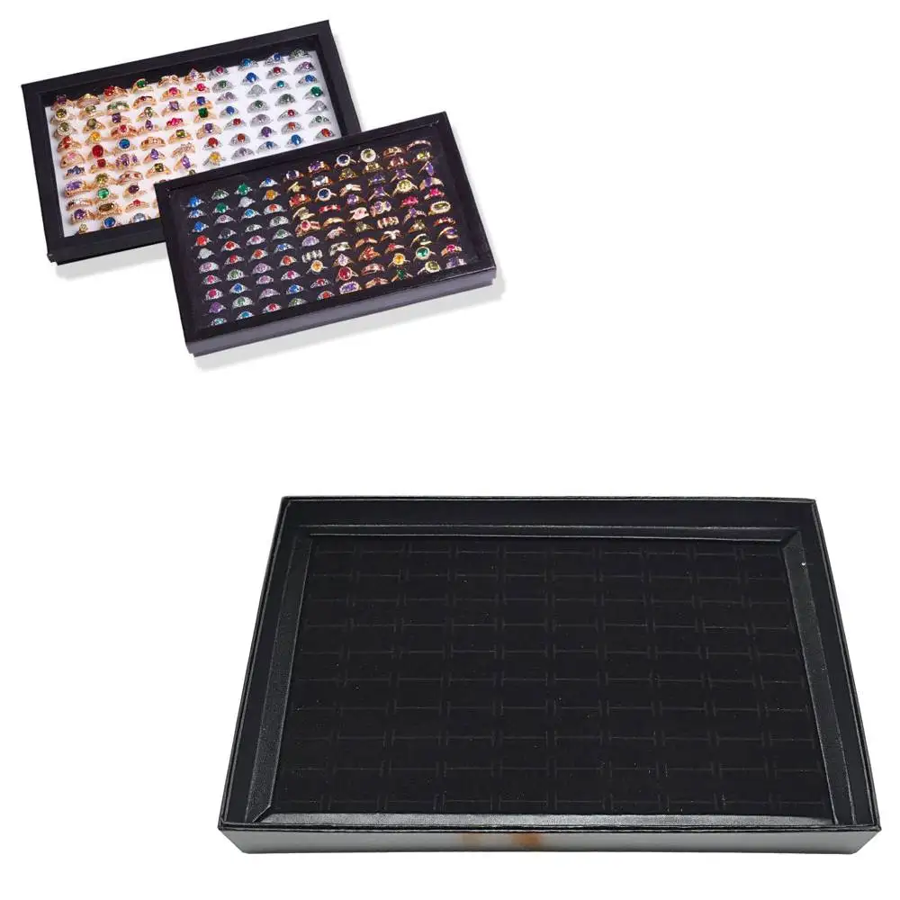 

Rings Display Tray 100 Slot with Transparent Lid Women Girl with Flannel Christmas Gift Jewelry Storage Tray Ring Holder Case