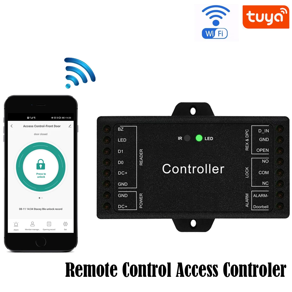 Tuya Sboard mini Wifi Single Door Access Control Board Panel Dual Relay Access Control Board 1000 User Wiegand 26-37 APP control