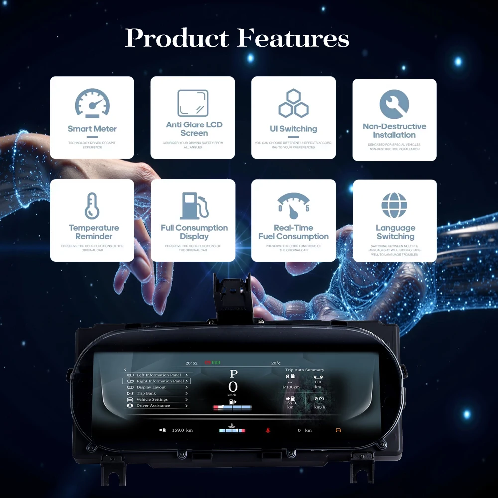 12.3-inch HD Digital Instrument Cluster for  Land Rover Discovery Sport 2015-2019 Speedometer Cluster Virtual Cockpit