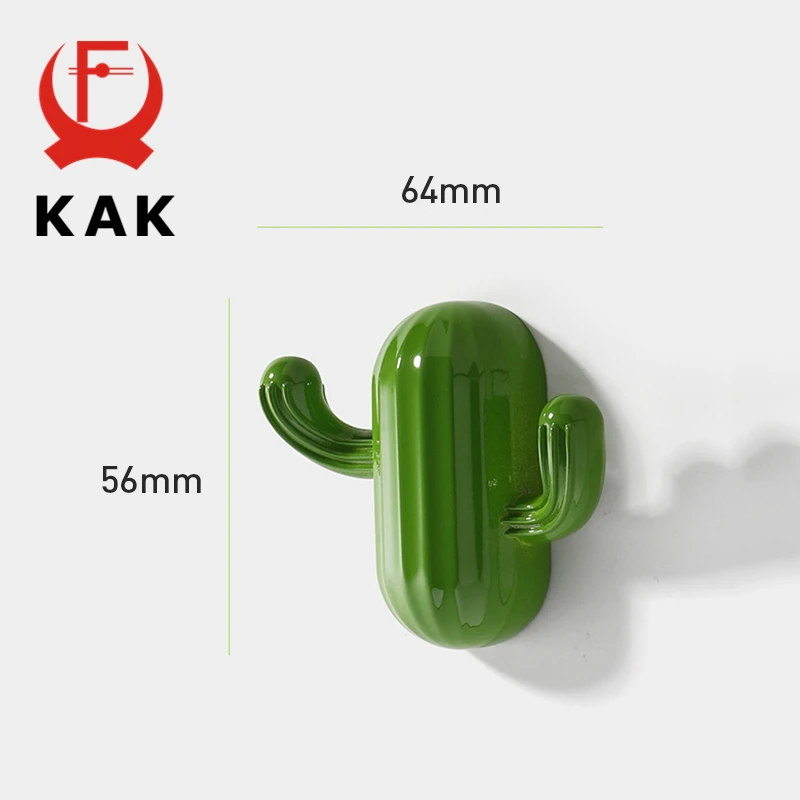 KAK Cartoon Cactus Cloth Hook Hangers for Kids Room Decorative Wall Hook Coat Bag Hat Hanging Hooks Zinc Alloy Bathroom Hardware