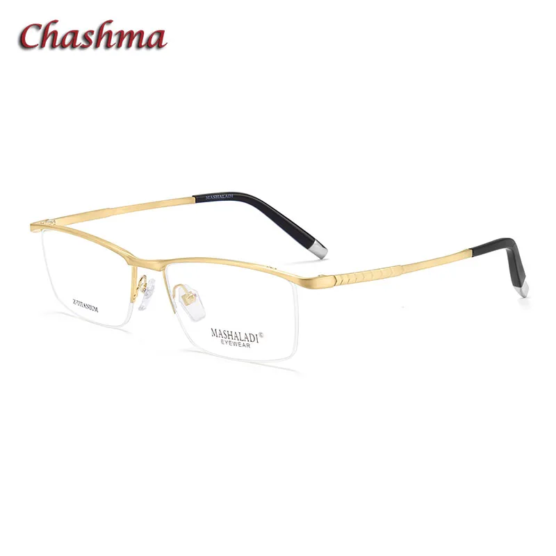 Chashma Gentlemen Pure Titanium Top Quality Men Half Rim Eyewear Elegant Glasses Frame Flexible Temple Light Eyeglass Spectacles