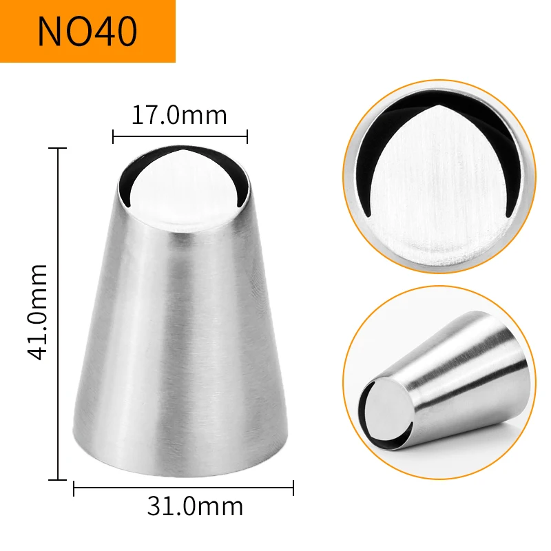 Stainless Steel 18/8 Standard Russian Flower Petal Cake Decorating Cupcake Piping Frosting Tips #NO40