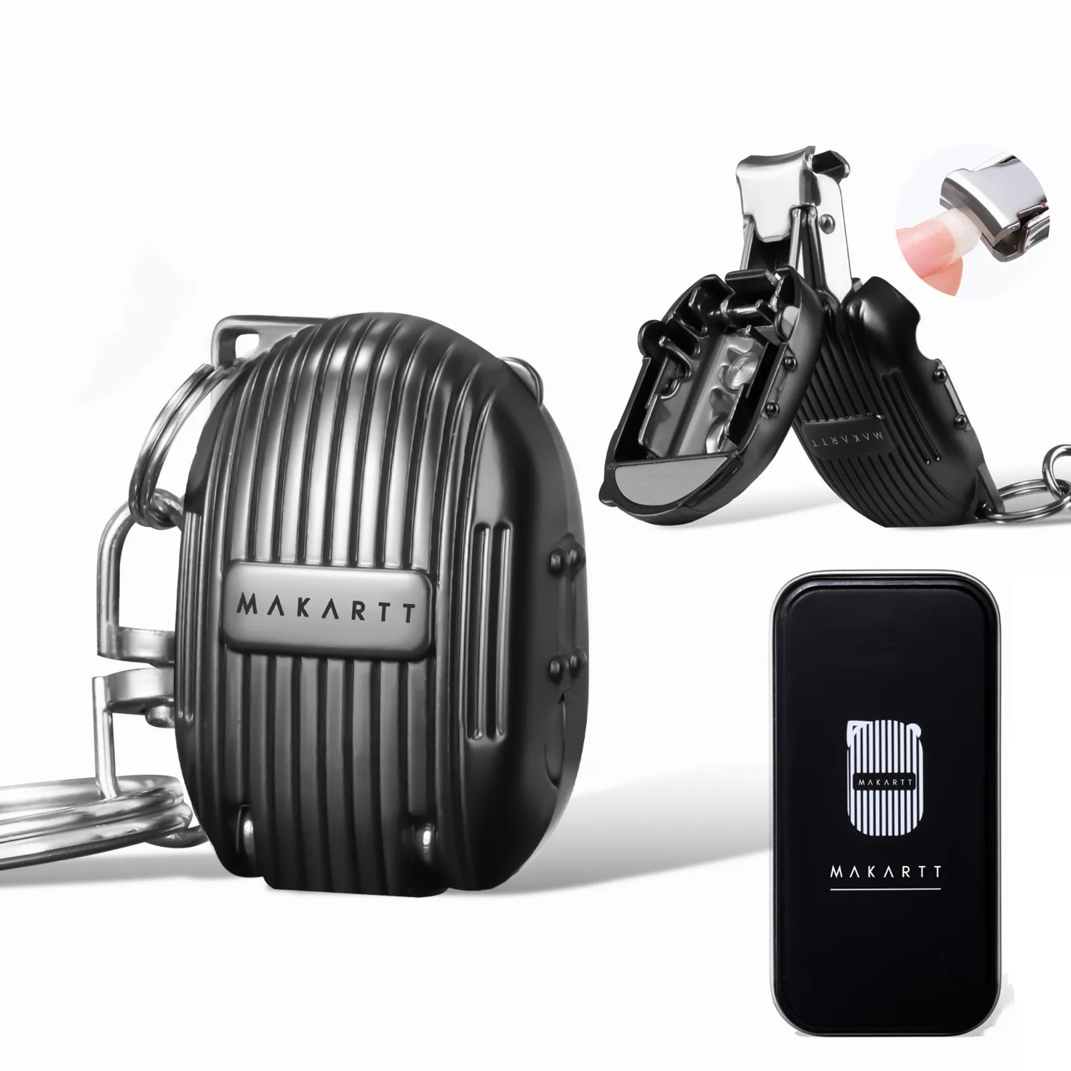 Mini Folding Nail Clippers - Stainless Steel Sharp Blade Anti-Splash Portable Keychain Manicure Pedicure Tool for Travel Home