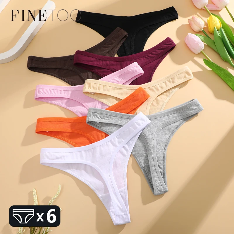 6 Stück Damen-Tangas aus Baumwolle, nahtlos, niedrige Taille, nahtlose, atmungsaktive G-String-Höschen, einfarbig, dehnbar, T-Back