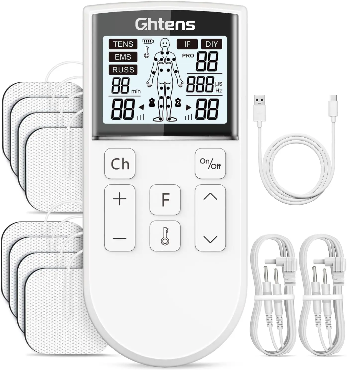 Electroestimulador Muscular 2026, Electroestimulador TENS/EMS/FITNESS 5 en 1, 80 Modos, 16 Niveles de Intensidad para Alivio del Dolor