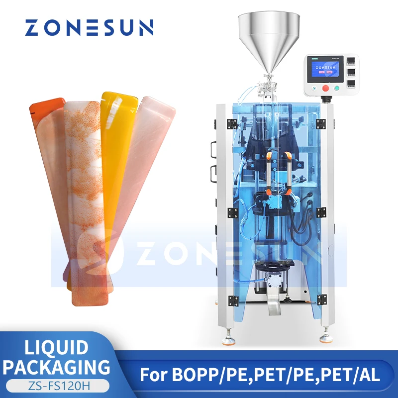 ZONESUN ZS-FS120H آلة تعبئة العصا السائلة العمودية الأوتوماتيكية VFFS معدات تعبئة وختم الكيس