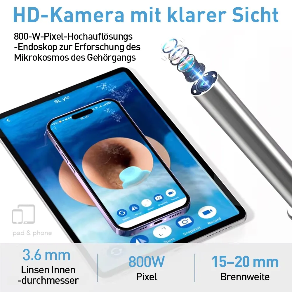 Ohrenschmalz-Entferner Otoskop WLAN Ohrenreiniger Kamera für iPhone iPad Android