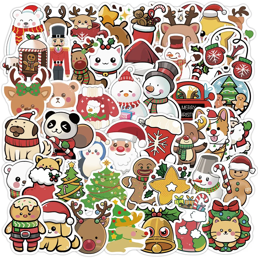 50 個漫画クリスマス落書きステッカー装飾ギター DIY 荷物ラップトップ電話ケース防水ステッカー