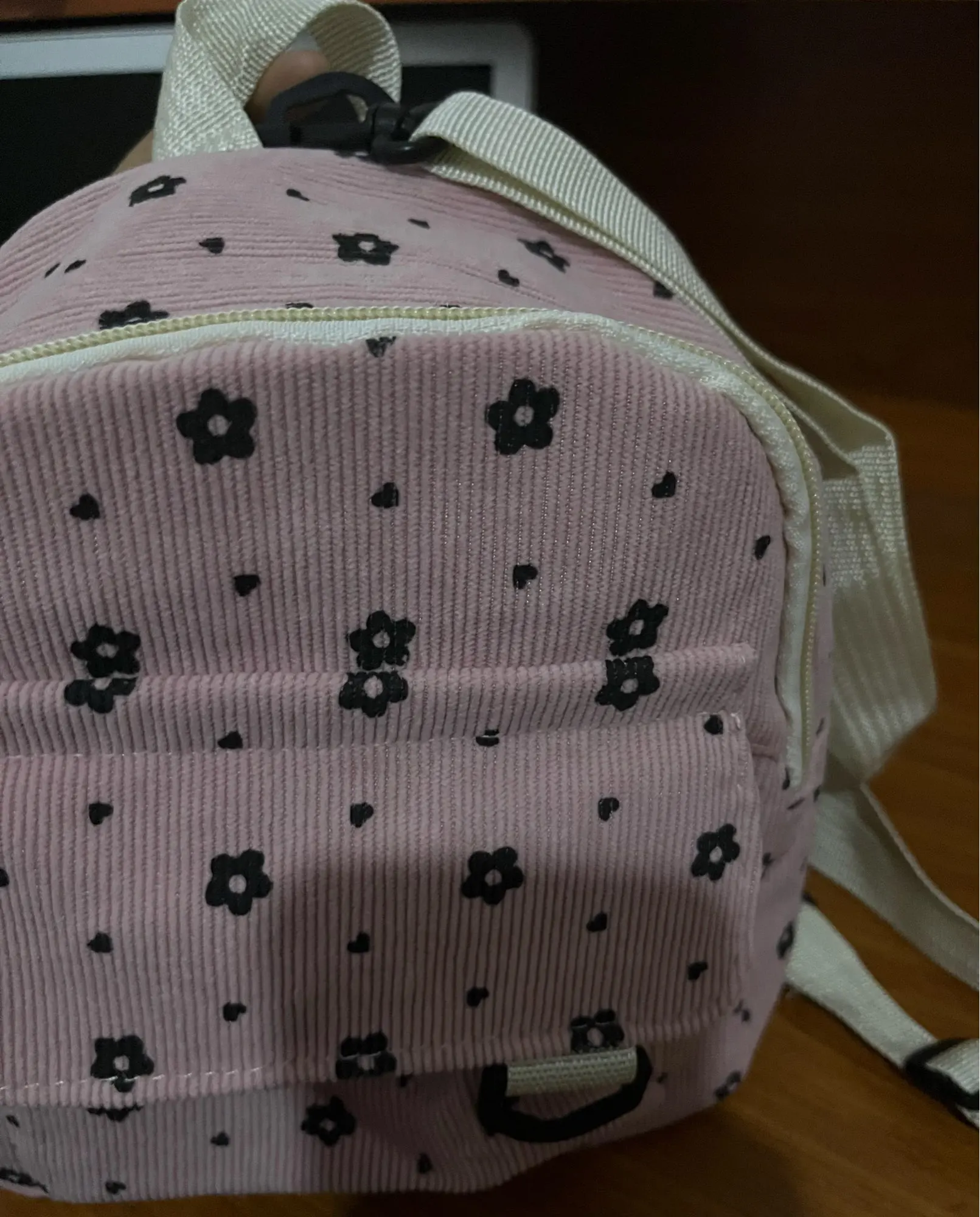 Cute Flower Print Small Backpacks Lightweight Multiple Pocket Corduroy Mini Backpack Ladies Fashion Women Shoulder Bag 4Colors photo review
